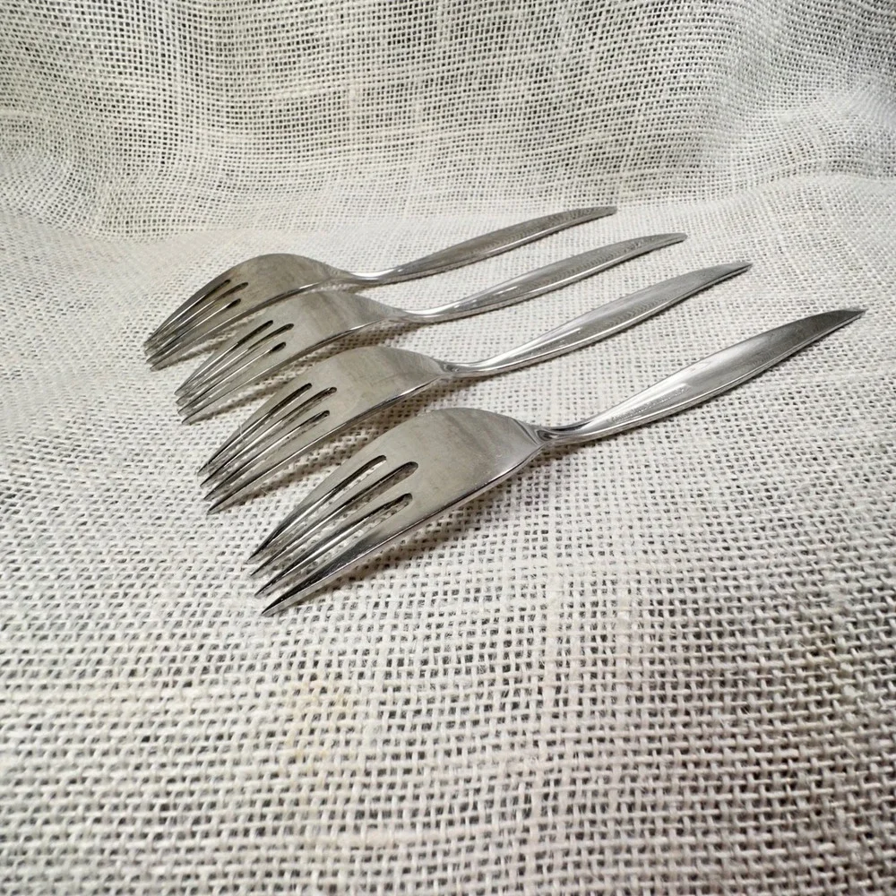 EBBTIDE Jennifer Solid Stainless Forks USA Mid Century Modern Flatware Set of 4